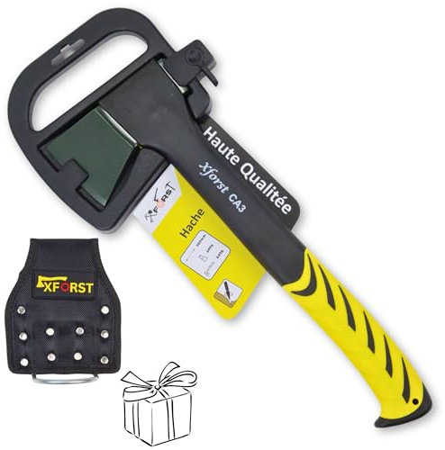 Xforst Axt Beil Spaltaxt Camping X-CA3 - Kohlenstoffstahl Klinge & Glasfaserstiel 36 cm - Inklusive Transportschutz - Für Garten, Survival & Outdoor. GRATIS Hammerhalter