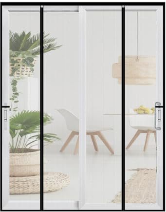 Fliegengitter Tür Insektenschutztür Insektenschutzrollo Schiebetür, 250x250cm Eingenähten Gewichten, Schwarz