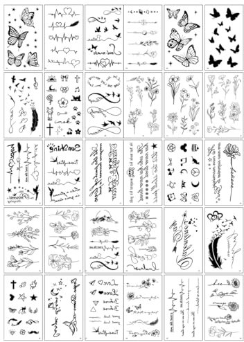 AYVRUOP tatuaggi temporanei,30 Fogli Tatuaggi Temporanei Donna,Tatuaggi Finti, Set di Tattoo Temporanei, Impermeabili Tatuaggio Temporaneo, Tatuaggi Temporanei per Bambini Adulti Uomo e Donne