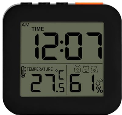 MiOYOOW Piccolo Orologio, Retroilluminazione Sveglia Digitale, Orologio con Display Temperatura & Umidità per la Casa