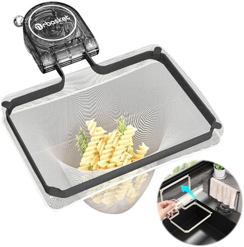 Filtro di scarico da cucina con ventosa, scolapasta per lavello con 100 colini, 2 in 1 Sink Strainer e scaffalatura (nero)