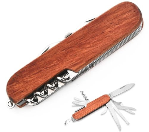 NHPY aus Holz taschenmesser taschenmesser klein mini taschenmesser Schweizer Messer Schweizer taschenmesser Mini Multifunktionales Outdoormesser (11 Funktionen)