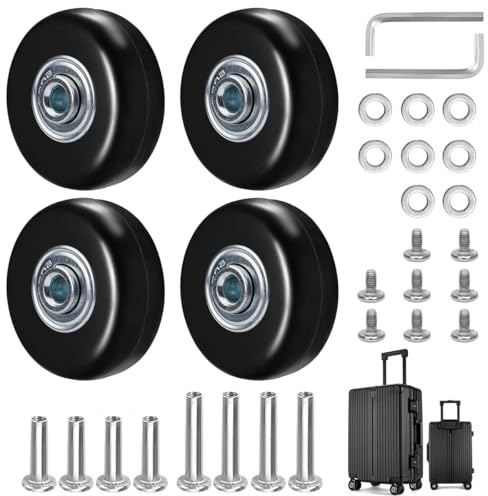 4 Stück Kofferrollen Ersatzrollen 50x18mm Koffer Rollen Ersatz | Gummi Ersatzrollen Koffer, Mute Gepäck Ersatzräder, Kofferrollen Ersatzrollen für Koffer, Gepäck Koffer Ersatzräder