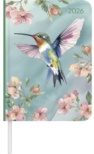 Alpha Edition - Daily Journal Hummingbird 2026 – Taschenkalender 15x11 cm mit 352 Seiten & Tagesansicht, 4-sprachigem Kalendarium, eleganter Kolibri-Planer mit To-Do-Liste & Notizbereich
