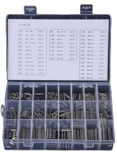 AQXREIGHT 280pcs Stainl Steel SP PIN di Tensione Impostati M1,5 M2 M2.5 M3 M4 M5 M6 M8 con Scatola SP in più Organizzato in e fuori. Realizzato in 304 Indus per Perno di Tensione