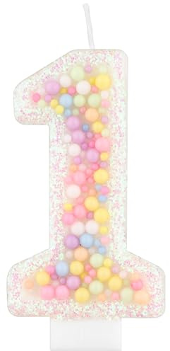 mciskin Macaron Birthday Candles for Cake, White Number 1 Candle for Girl 1st Birthday Decorations,Macaron White Candle 1 Cake Toppers for Girl Boy Sweet Themed Party Decoration,Wedding,Baby Showers