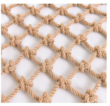 Hemp Cargo Net Dia 12mm Children Fall Protection Safety Net Garden Netting Ceiling Decorative Net Hemp Rope Net Bird Climbing Net Children Outdoor(12mm-10cm,1x3m)