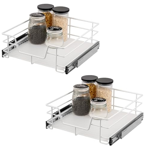 bremermann Lot de 2 tiroirs télescopiques – 50 cm avec étagère, tiroir de cuisine, à extension complète, avec rails télescopiques, idéaux pour la cuisine, la salle de bain et la chambre à coucher, en