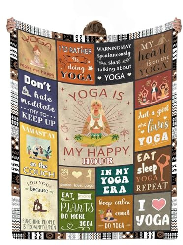 cnnouart Coperta da donna per yoga, divertente regalo per gli amanti dello yoga, per amanti del pilates, idee regalo per donne di compleanno (150 x 200 cm)