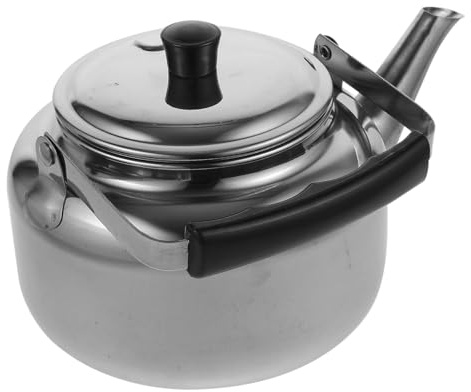 Bollitore in Acciaio Inox 1, 05 per Uso Domestico Argento | Manico in Plastica, Resistente Calore e Freddo, Leggero e Trasportabile