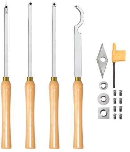 Herramientas de Torneado de Madera, 4 piezas Torno para Metal Herramientas de Torneado de Cincel Preciso Acabado de Carburo Cincel para Tornear Madera para Tallado de Muebles