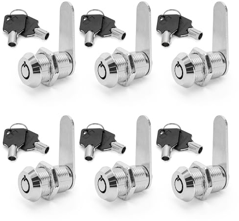 YKUKIZEE 6 PCS 30MM Thread Tubular Cam Lock with 2 Different Keys Cylinder | for Mailbox Letterbox Cupboard Post Box, Security RV Cabinet Lock, Zinc Alloy