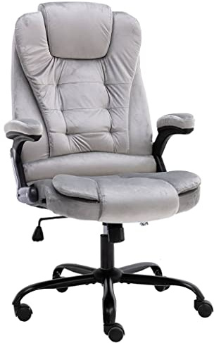 Fangmaliuyun Bürostuhl mit Liegefunktion Höhenverstellbar 67x71x110-119 cm Hellgrau Samt Gasdruckfeder Moderne Ergonomie für Home Office Schlafzimmer Schminktisch