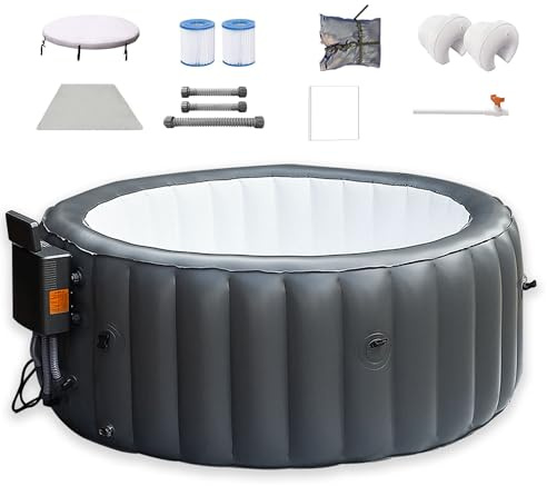 Aufblasbarer Whirlpool für 2-3 Personen, Max Temp 40°C/40.0 °C, 130 Luftdüsen, ideal für Terrasse und Außenbereich, inklusive Filterkartuschen