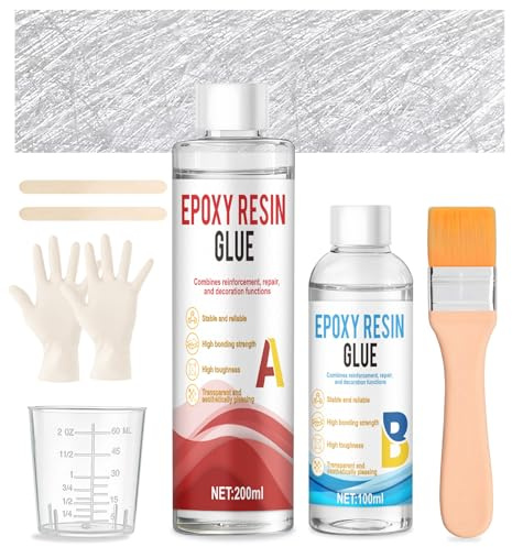 Kit Vetroresina, Vetroresina Kit Riparazione, Ampia Gamma di Utilizzi | Resina Epossidica+1m² Tappetino in Fibra Vetro 300g, Riparazione Imbarcazioni, Tavola da Surf e Molte Altre Superfici