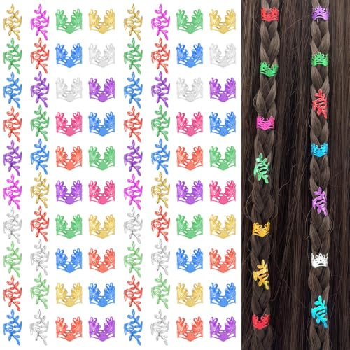 BIVYAX 80 Piezas Dreadlocks Joyas para el Cabello, Joyería para el Cabello, Cuentas Ajustables de Metal para Festivales, Adornos Coloridos para Trenzas, Accesorios Dreadlock