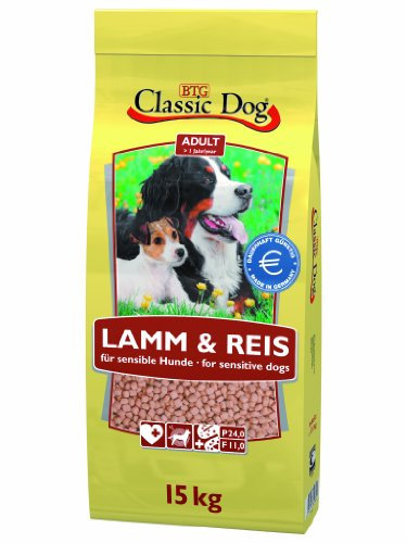 Classic Dog Hundenahrung & Hundefutter aus Lamm & Reis 15kg – hypoallergenes Trockenfutter für empfindliche Hunde – Schonkost bei Allergien & Magen-Darm-Problemen – Dog Food