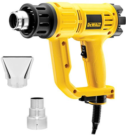 DeWalt 1.800 Watt Heißluftpistole / Heißluftgebläse (50 - 600°c Betriebstemperatur, Luftdurchsatz 450 l/min, mit Überlastschutz, auch im Stationärbetrieb einsetzbar, inkl. Flächendüse und Reduzierdüse), D26411