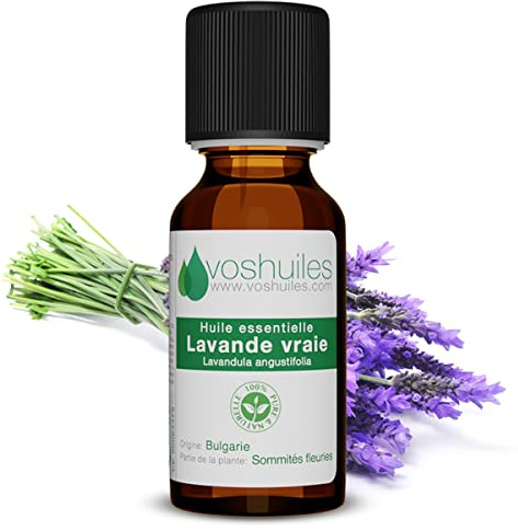 VOSHUILES - Huile Essentielle de Lavande Vraie - 60ml - 100% Pure et Naturelle - Idéale pour la Diffusion - Utilisation Polyvalente - Arôme Floral de Provence
