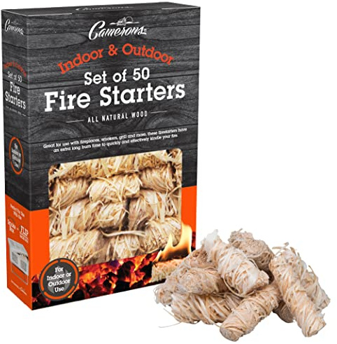 All Natural Fire Starters (50 Pack) - Unique Design Lights Quick & Easily with No Flare Up- Indoor Outdoor Use for Barbecue Charcoal Grill, Campfire, Pellet Stove, Firewood - BBQ Grilling Gift for Men