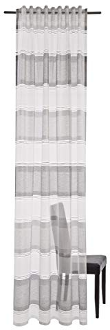 Homing halbtransparenter Vorhang quergestreift weiß-grau (1Stück) 245 x 140 cm (HxB)