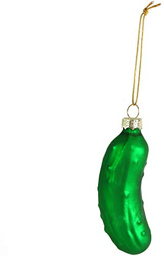 Ornativity Christmas Pickle Tree Ornament - Traditional Glass Blown Green Hanging Pickle Xmas Holiday Decor Ornaments 3.5