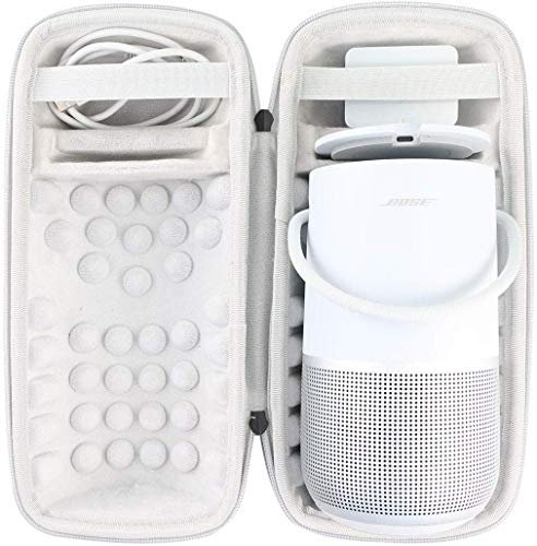 Khanka Hart Tasche Schutzhülle Für Bose Portable Smart/Home Speaker Lautsprecher,Case passt Lautsprecher und Ladeschale.(Silber)