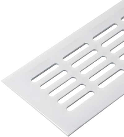 Rejilla de ventilación para puerta, color blanco, de aluminio, rectangular, 800 x 80 mm, para muebles, de aluminio, para calefacción, pared, etc., fabricado en Alemania, 1 pieza