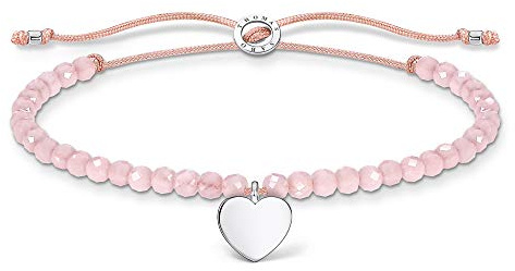 THOMAS SABO Armband rosa Perlen mit Herz 925 Sterlingsilber, Nylon