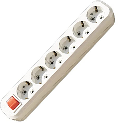 Steckdose Aufputz Schalter Beleuchtet 6-Fach 16A 250V Aufputz-Montage Messing ABS IP22
