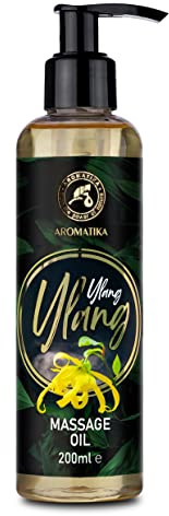 Massageöl Ylang-Ylang 200ml - Körperöl mit Ylang-Ylang Öl - Mandelöl und Traubenkernöl - Körperpflege Öl für Alle Hauttypen - Entspannungöl