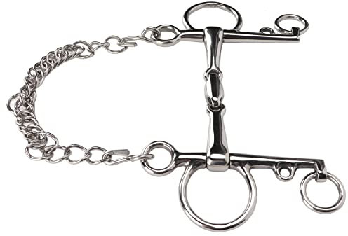 Pelham-Gebiss mit gegliedertem Maul, langlebiges Pelham-Gebiss für Pferde, praktisch mit Kette für Pferde