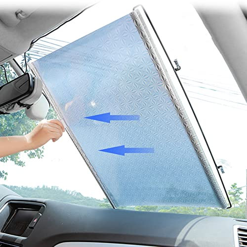 Automatisch einziehbarer Auto-Sonnenschutz-Sonnenschutz Balkon Fenster Silber TemporäRe Jalousien mit Saugnäpfen Heimgebrauch Sonnenschutz Badezimmer Wärmeisolierung,Abnehmbar Reisevorhang (40x60cm)