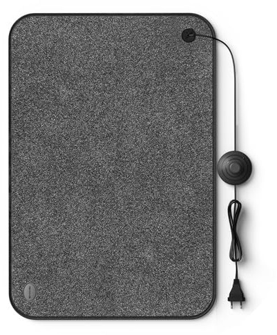 Björn & Schiller Elektrisk värmematta med fotbrytare, värmematta golv, 75 Watt, värme för fötterna, 40x60 cm, uppvärmningsbar golvmatta för kontor och hem, 210 cm kabel