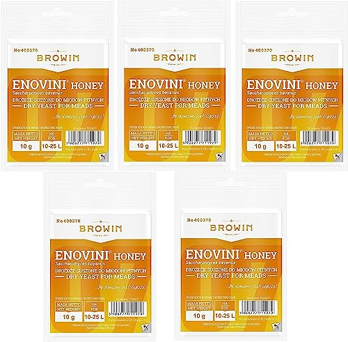 5 x Honigwein Hefe - 10g/25L - Browin, Trocken Methefe, Metwein, Weinhefe, Met Hefe