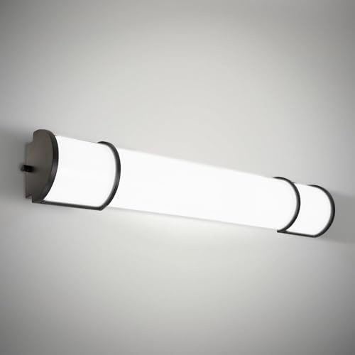 ASD LED 36 Vanity Flush Mount Light Fixture, Linear Bathroom Lighting Bar | 3CCT, Dimmable, Energy Star, ETL Listed | 30W 2650LM 3000-5000K 120V | Long Tube Bath Wall Sconce Over Mirror | Black