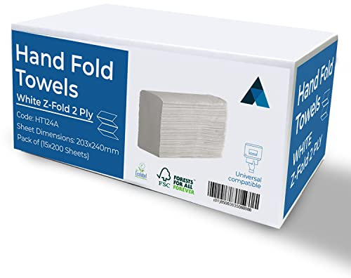 NationwidePaper Toalla de mano de papel plegable en Z, toalla de mano de papel desechable de 2 capas, color blanco, 3000 hojas