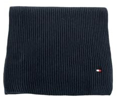 Tommy Hilfiger Herren Schal Flag Pima Cotton Cash aus Rippstrick, Blau (Space Blue), Einheitsgröße