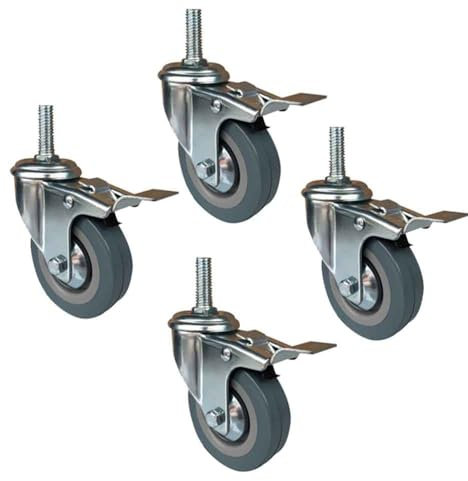ZYBOWAYL 75mm Transportrollen mit Gewinde M10/12 Möbelrollen aus Polyurethan Industrielle Schwerlastrollen for Möbel, Palettenmöbel 100mm (Color : M10, Size : 100mm)