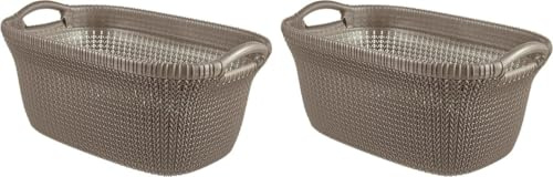 Curver Knit Wäschekorb - 40 l - 2er Set - Harvest Brown