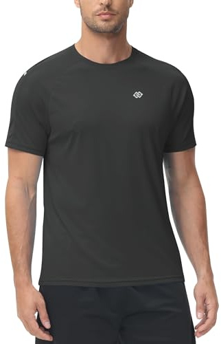 MoFiz Camiseta Anti UV Hombre Rashguard Secado Rápido Manga Corta Transpirable Surf Correr Natación Gris Oscuro EU XL