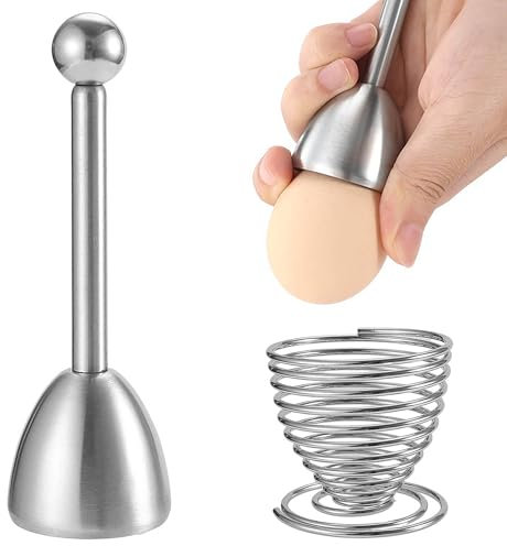 OioTuyi Juego de cortador de huevos y abridor de huevos de acero inoxidable de alta calidad, perfecto para romper la cáscara de huevo, picadora de huevos y hueveras