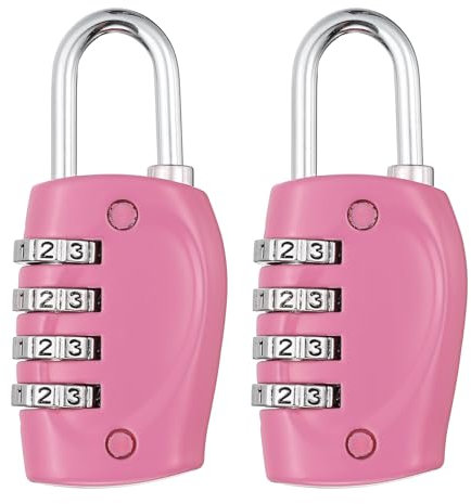 PATIKIL Lucchetto Combinazione, Lucchetto per Armadietto Impermeabile Esterno 4 Cifre 2pz per Valigia, Armadietto Palestra, Recinzione, Schedari, Cassetta Attrezzi, Cancello, Rosa
