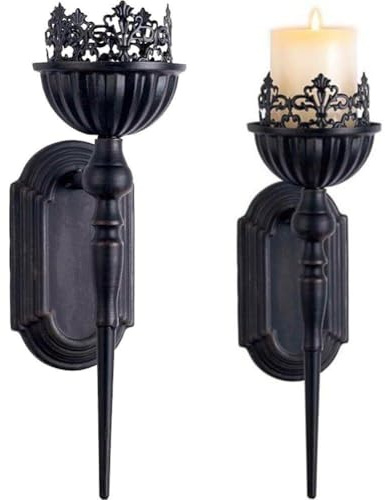 Muteitt Wandkerzenhalter Aus Metall, 2er-Set, Wandmontage-kerzenhalter, Moderne Wandkerzenleuchter, Wandkerzenhalter Für Kamin, Hochzeit, Bauernhaus