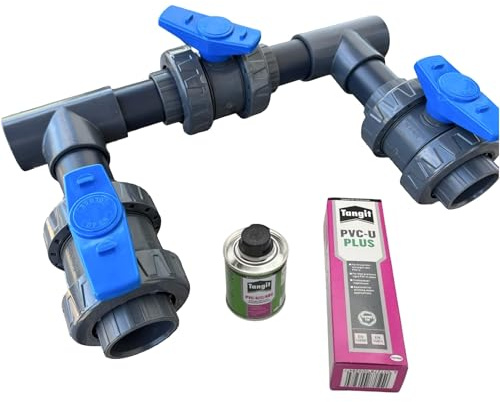 STEMAX-Wassertechnik Pool Baypass I Komplett-Set I 50mm I BLAU I Pool Schwimmbecken Poolheizung Solaranlage Wärmepumpe I Zur optimalen Steuerung von Wasser (Bypass)