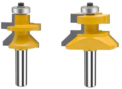 MAYLINE 1/2 Inch Shank Router Bits Sets, Tongue Groove Rail Stile Woodwork Milling Groving Cutter Router Bit Set, Wood Miter Cabinet CNC Woodworking Cutting Tool for Door Table Shelves(1/2-YT)