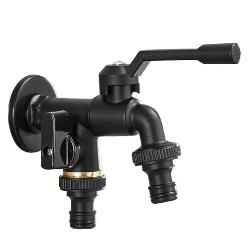 SXWYLZ Robinet Double Sortie Jardin Robinet Exterieur Double Laiton Applique Mural Robinet de Jardin Extérieur Noir Robinet de Sortie deux Robinet Extérieur Antigel