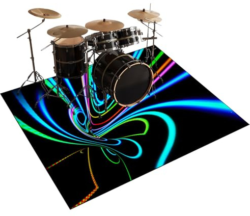 Qesjodfu Schlagzeugteppich 200 x 180 cm Schallschutz Teppich Drum-Teppich Schallschutzmatte Professionelle Drum Teppich Musikinstrumente Bodenmatte rutschfest Schlagzeugteppiche Trommelteppich