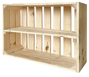 Caisse à fruits avec planche centrale en bois, étagère commode pour vin et pommes, 60 x 40 x 20 cm