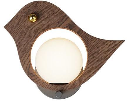 LOGT LED Holz Wandleuchte Vögel Dimmbar Wandlampe mit Fernbedienung 3 Helligkeitsstufen Kinderlampe 12W Holz Birdie Wandbeleuchtung Innen Nachttischlampe für Junge Mädchen Schlafzimmer Studie